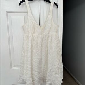 Amanda Uprichard Cream Textured V-Neck Sleeveless Dress